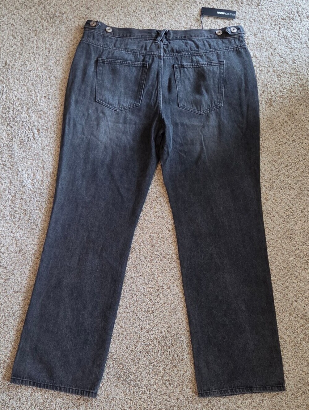 Fashion Nova Womens Dani Drop Waist Straight Leg Blackwash Jeans sz 14